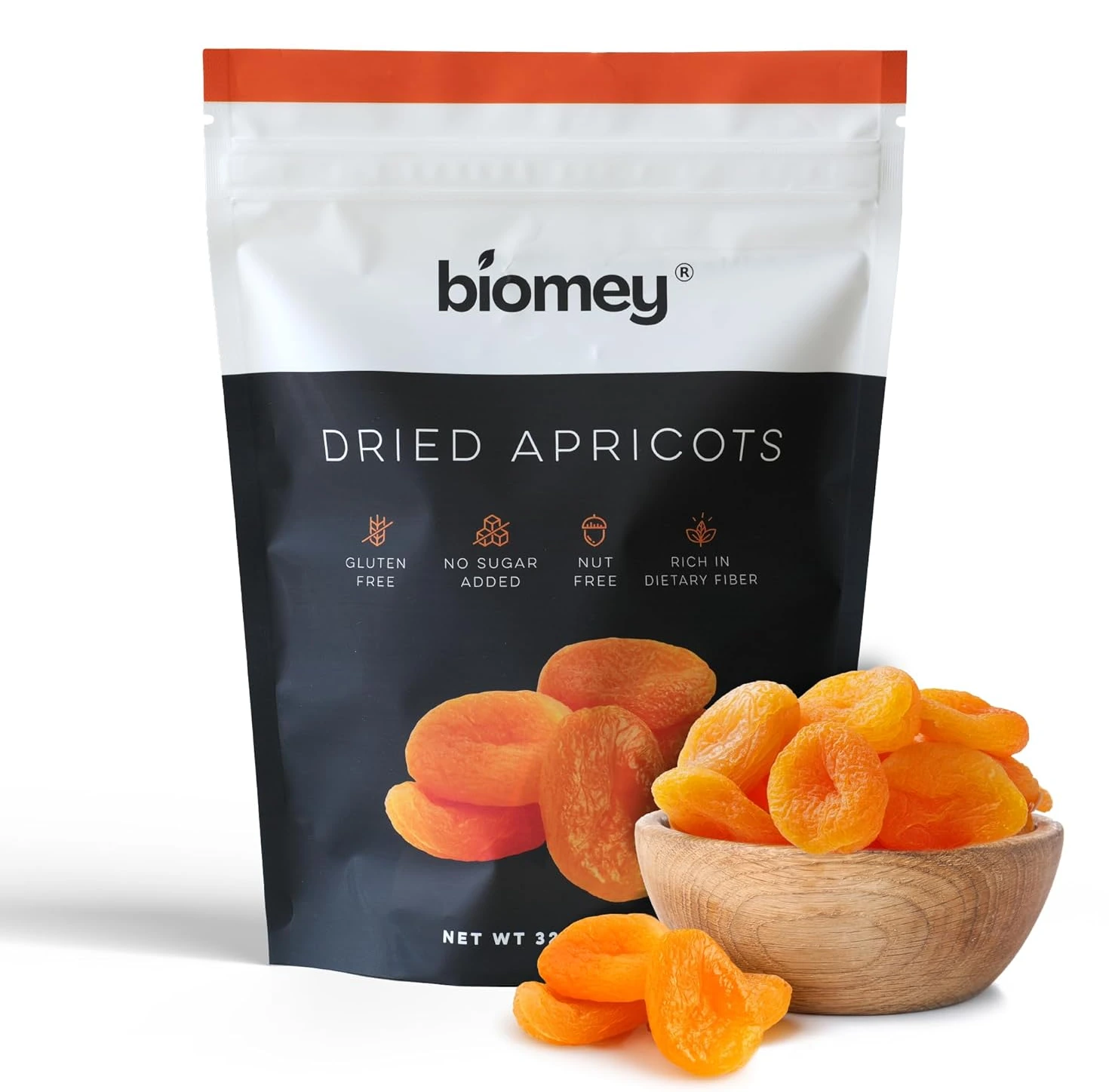 Biomey big size dried apricots product pouch